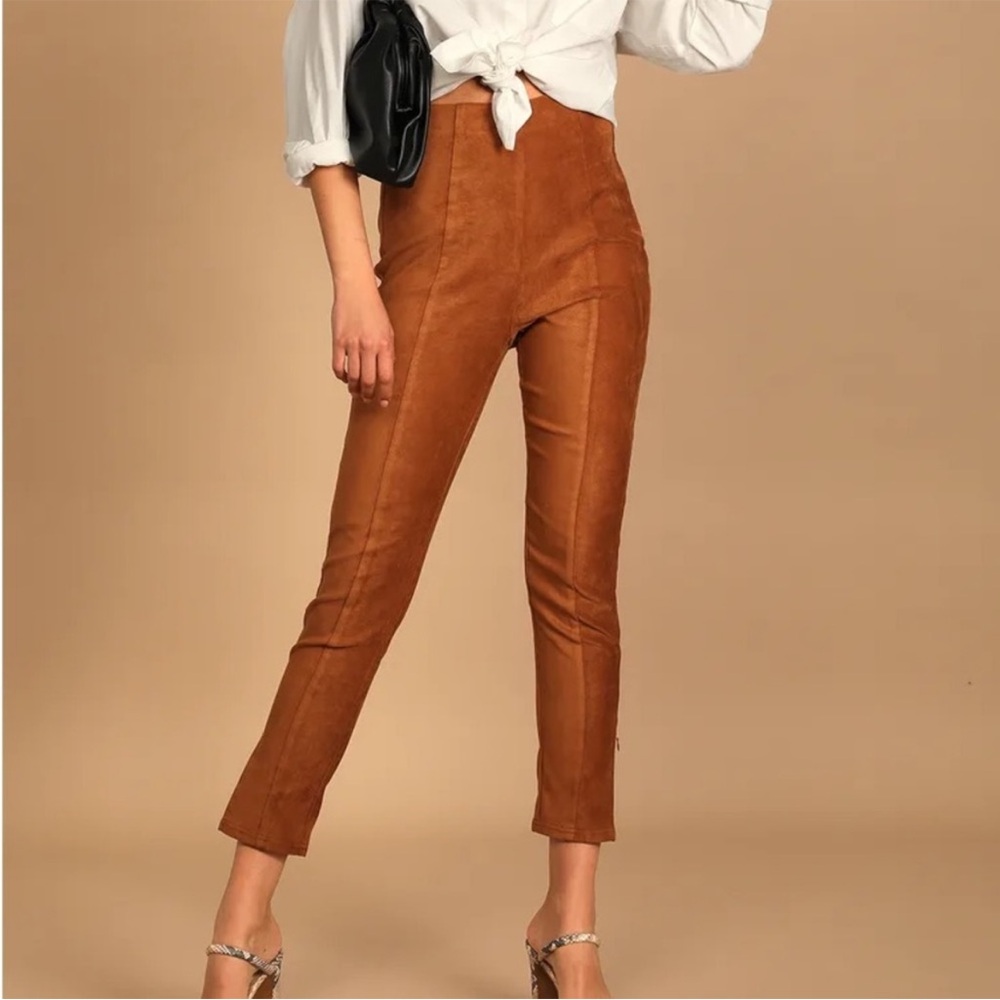 High Waisted Suede Cropped Pants
